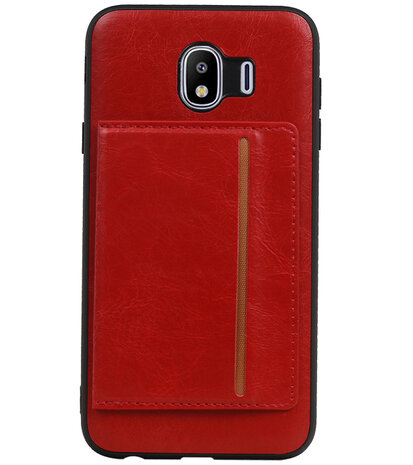 Staand Back Cover 1 Pasjes voor Galaxy J4 Rood