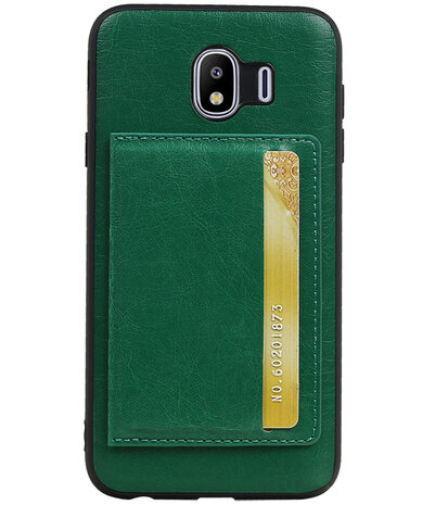 Staand Back Cover 1 Pasjes voor Galaxy J4 Groen