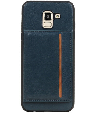 Staand Back Cover 1 Pasjes voor Galaxy J6 Navy