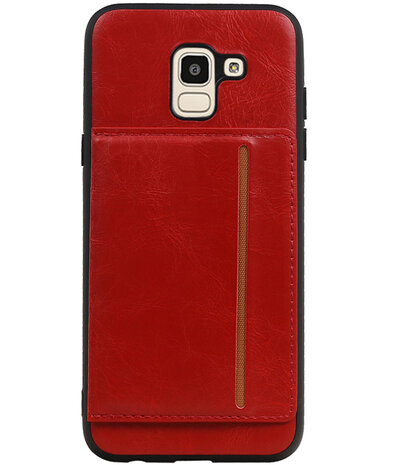 Staand Back Cover 1 Pasjes voor Galaxy J6 Rood