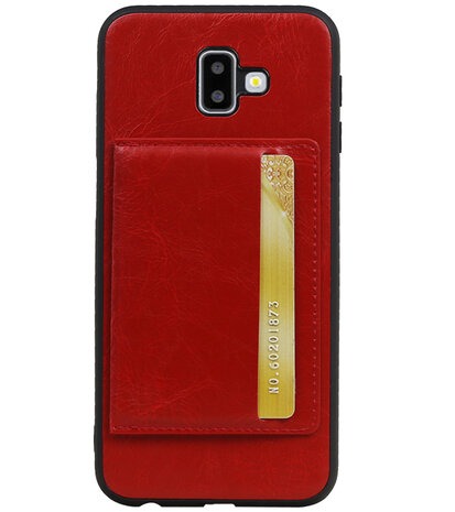 Staand Back Cover 1 Pasjes voor Galaxy J6 Plus Rood