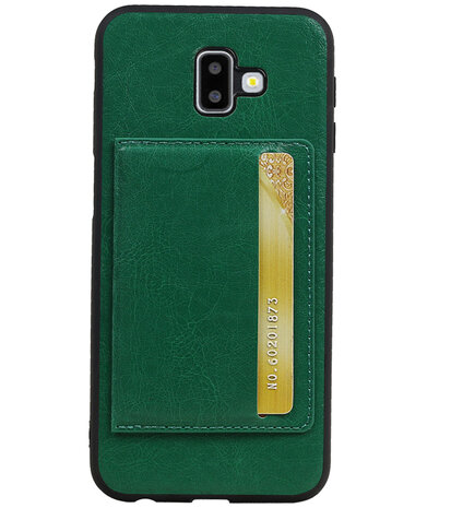 Staand Back Cover 1 Pasjes voor Galaxy J6 Plus Groen