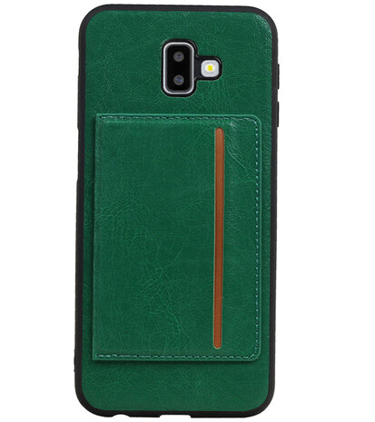 Staand Back Cover 1 Pasjes voor Galaxy J6 Plus Groen