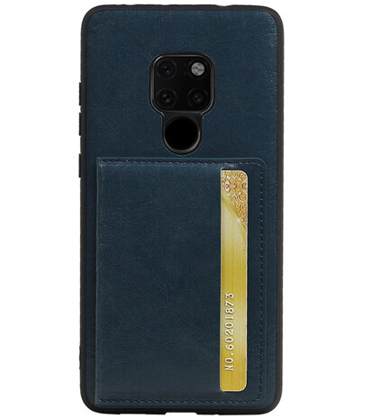 Staand Back Cover 1 Pasjes voor Huawei Mate 20 Navy