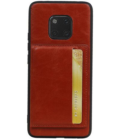Staand Back Cover 1 Pasjes voor Huawei Mate 20 Pro Bruin