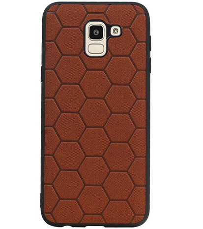 Hexagon Hard Case voor Samsung Galaxy J6 Bruin