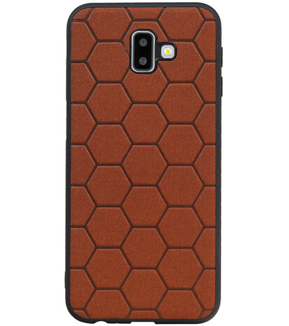 Hexagon Hard Case voor Samsung Galaxy J6 Plus Bruin