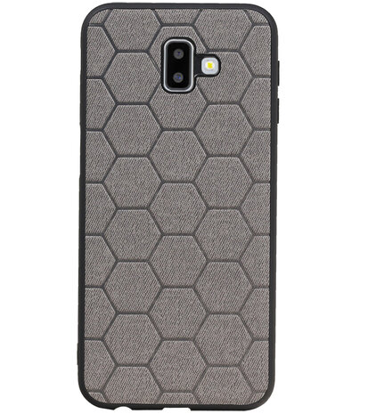 Hexagon Hard Case voor Samsung Galaxy J6 Plus Grijs