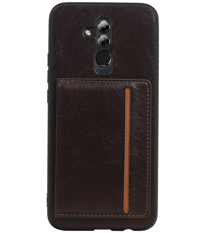 Staand Back Cover 1 Pasjes voor Huawei Mate 20 Lite Mocca