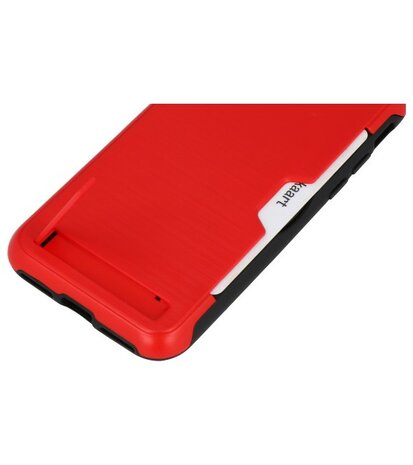 Rood Tough Armor Kaarthouder Stand Hoesje voor Samsung Galaxy S8 Plus