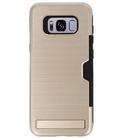 Goud Tough Armor Kaarthouder Stand Hoesje voor Samsung Galaxy S8 Plus