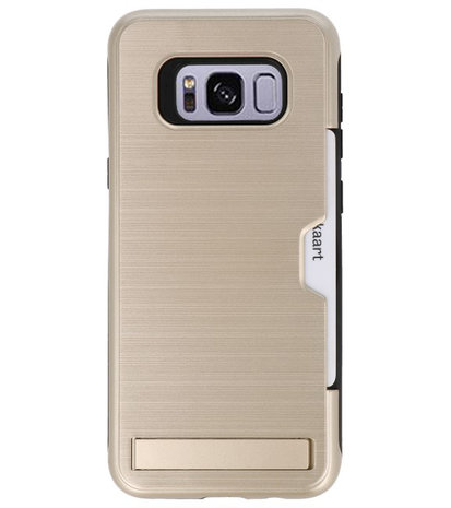 Goud Tough Armor Kaarthouder Stand Hoesje voor Samsung Galaxy S8 Plus