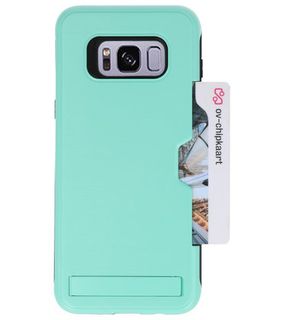 Turquoise Tough Armor Kaarthouder Stand Hoesje voor Samsung Galaxy S8 Plus