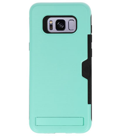 Turquoise Tough Armor Kaarthouder Stand Hoesje voor Samsung Galaxy S8 Plus