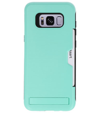 Turquoise Tough Armor Kaarthouder Stand Hoesje voor Samsung Galaxy S8 Plus