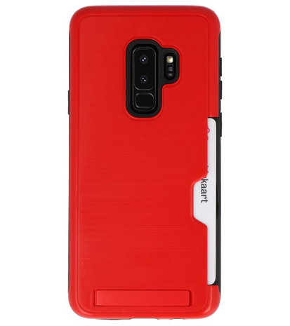 Rood Tough Armor Kaarthouder Stand Hoesje voor Samsung Galaxy S9 Plus