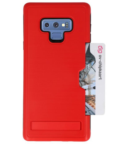 Rood Tough Armor Kaarthouder Stand Hoesje voor Samsung Note 9