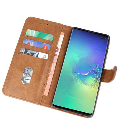 Bookstyle Wallet Cases Hoesje voor Samsung Galaxy S10 Plus Bruin