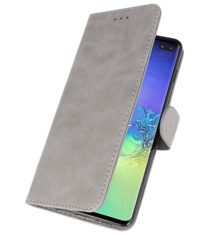 Bookstyle Wallet Cases Hoesje voor Samsung Galaxy S10 Plus Grijs