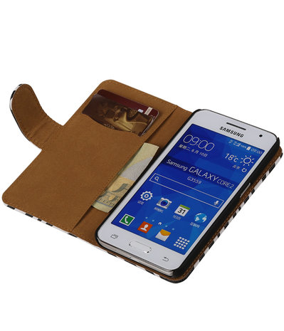 Hoesje voor Samsung Galaxy Core 2 G355H Zebra booktype