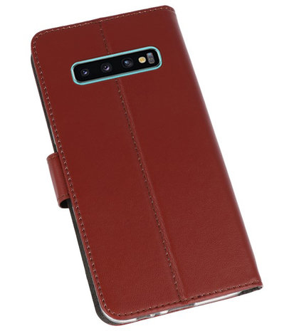 Wallet Cases Hoesje voor Samsung Galaxy S10 Plus Bruin