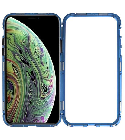 Magnetic Back Cover voor iPhone XS Blauw - Transparant