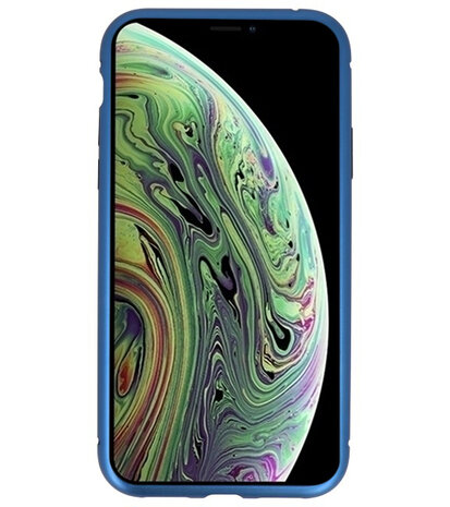 Magnetic Back Cover voor iPhone XS Blauw - Transparant