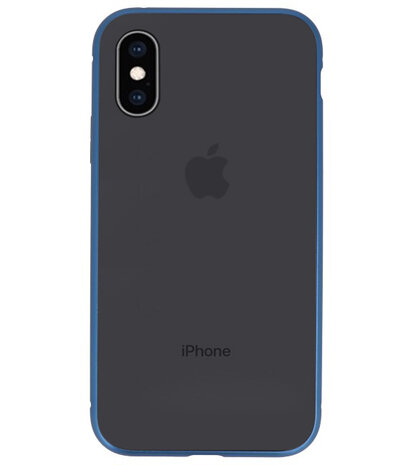 Magnetic Back Cover voor iPhone XS Blauw - Transparant