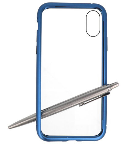 Magnetic Back Cover voor iPhone XS Blauw - Transparant