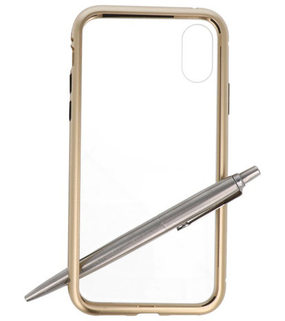 Magnetic Back Cover voor iPhone XS Goud - Transparant