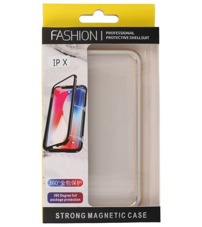 Magnetic Back Cover voor iPhone XS Goud - Transparant