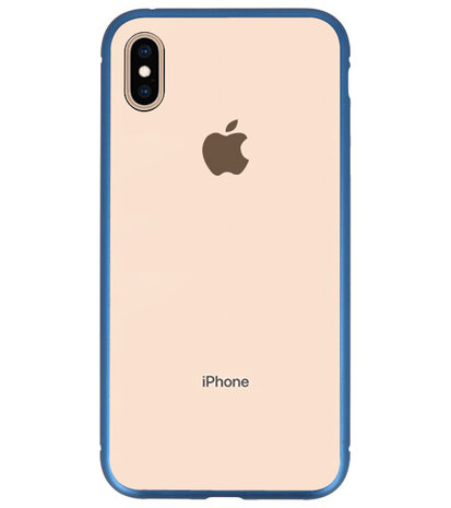 Magnetic Back Cover voor iPhone XS Max Blauw- Transparant