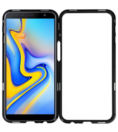 Magnetic Back Cover voor Galaxy J6 Plus Zwart - Transparant