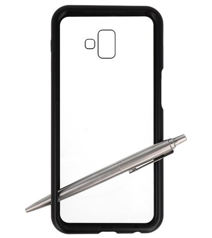 Magnetic Back Cover voor Galaxy J6 Plus Zwart - Transparant