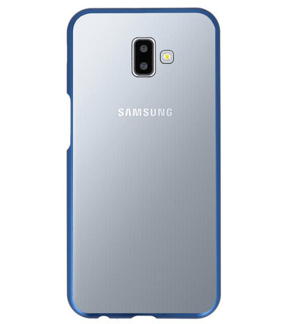 Magnetic Back Cover voor Galaxy J6 Plus Blauw - Transparant
