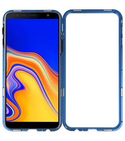Magnetic Back Cover voor Galaxy J4 Plus Blauw - Transparant