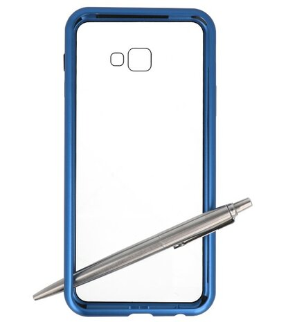 Magnetic Back Cover voor Galaxy J4 Plus Blauw - Transparant