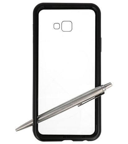 Magnetic Back Cover voor Galaxy J4 Plus Zwart - Transparant