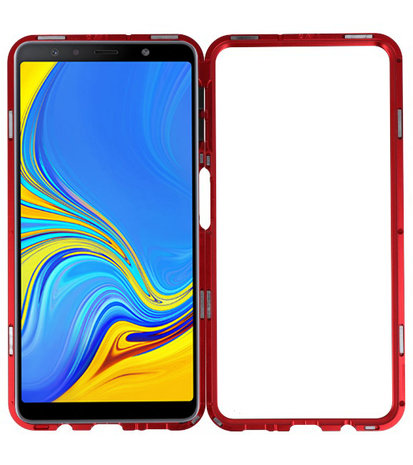 Magnetic Back Cover voor Galaxy A7 2018 Rood - Transparant