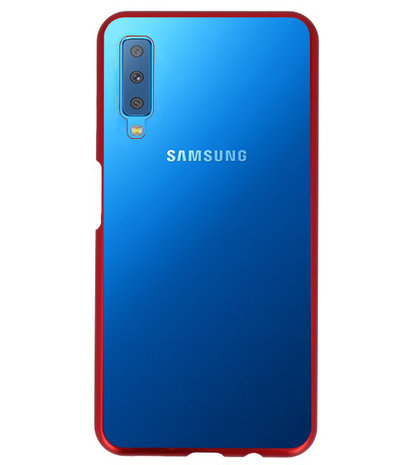 Magnetic Back Cover voor Galaxy A7 2018 Rood - Transparant