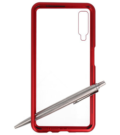 Magnetic Back Cover voor Galaxy A7 2018 Rood - Transparant