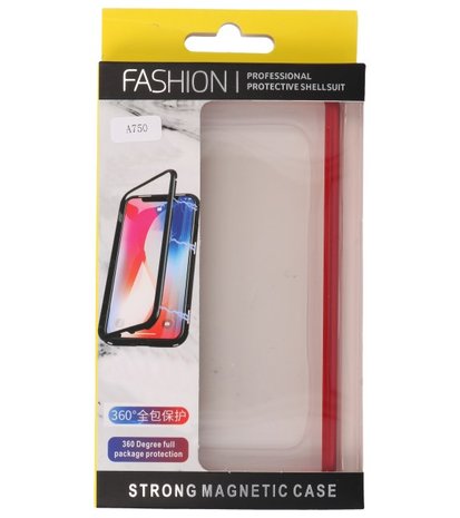 Magnetic Back Cover voor Galaxy A7 2018 Rood - Transparant