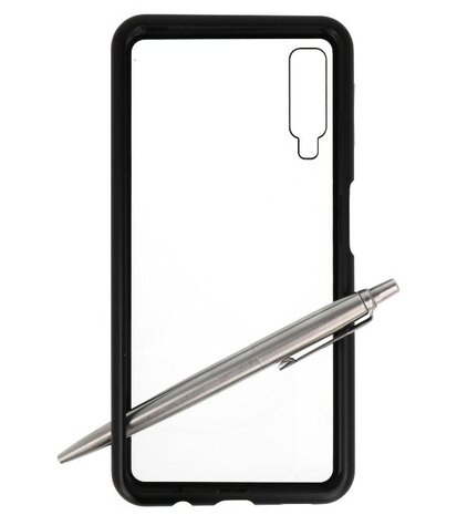 Magnetic Back Cover voor Galaxy A7 2018 Zwart - Transparant