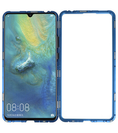 Magnetic Back Cover voor Mate 20 X Blauw - Transparant