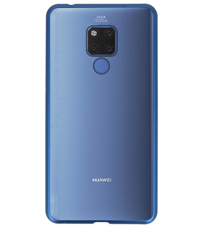 Magnetic Back Cover voor Mate 20 X Blauw - Transparant