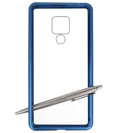 Magnetic Back Cover voor Mate 20 X Blauw - Transparant