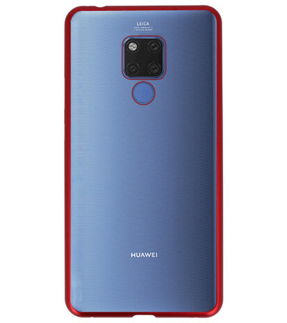 Magnetic Back Cover voor Mate 20 X Rood - Transparant