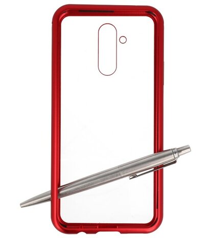 Magnetic Back Cover voor Mate 20 Lite Rood - Transparant