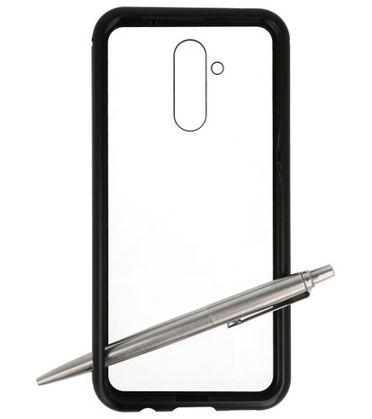 Magnetic Back Cover voor Mate 20 Lite Zwart - Transparant