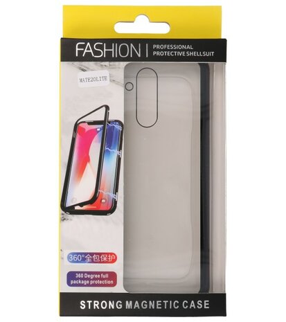 Magnetic Back Cover voor Mate 20 Lite Zwart - Transparant